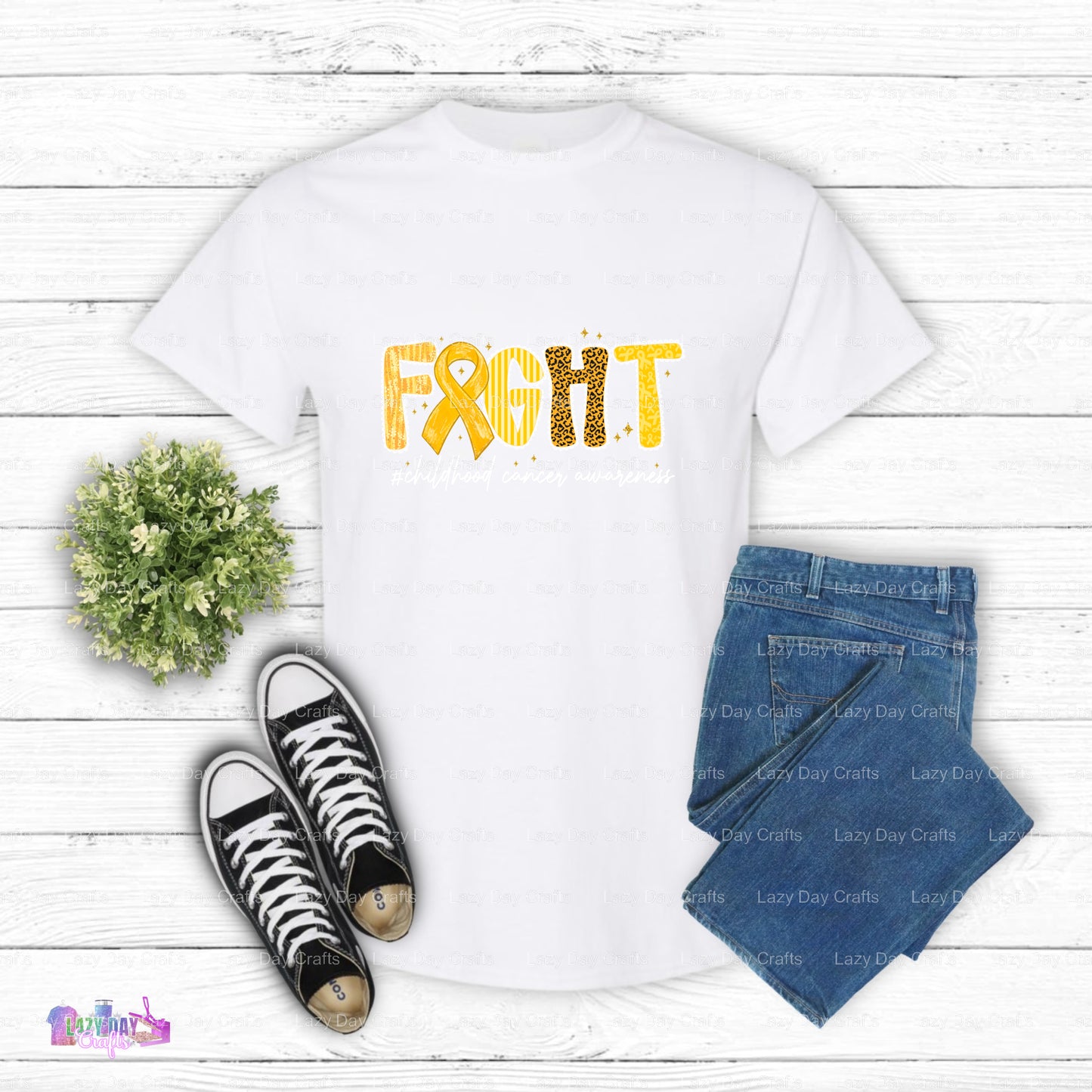 FIGHT CHILDHOOD CANCER – Gold Ribbon Awareness DTF Transfer