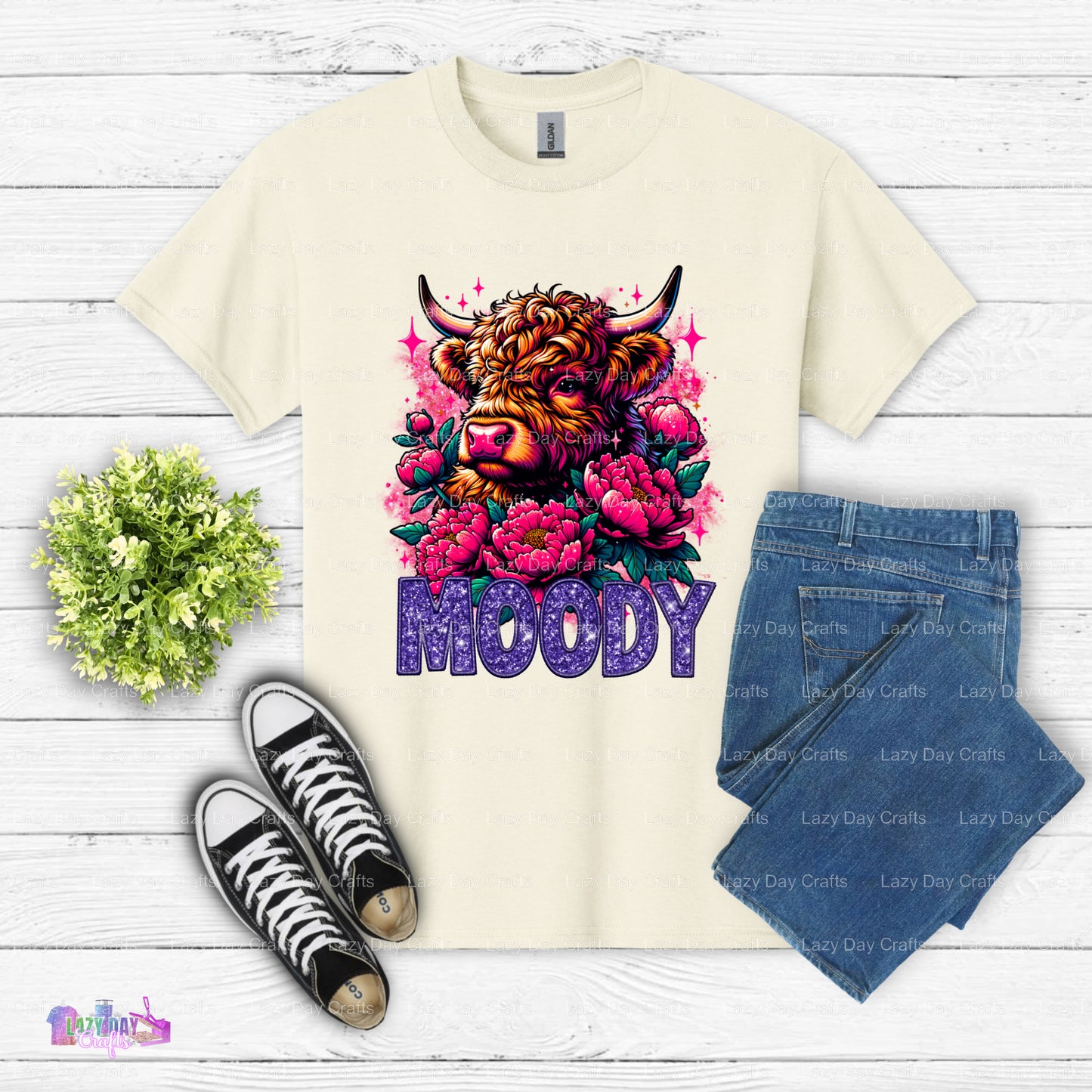Moody Floral Cow Head – Cow DTF Transfer