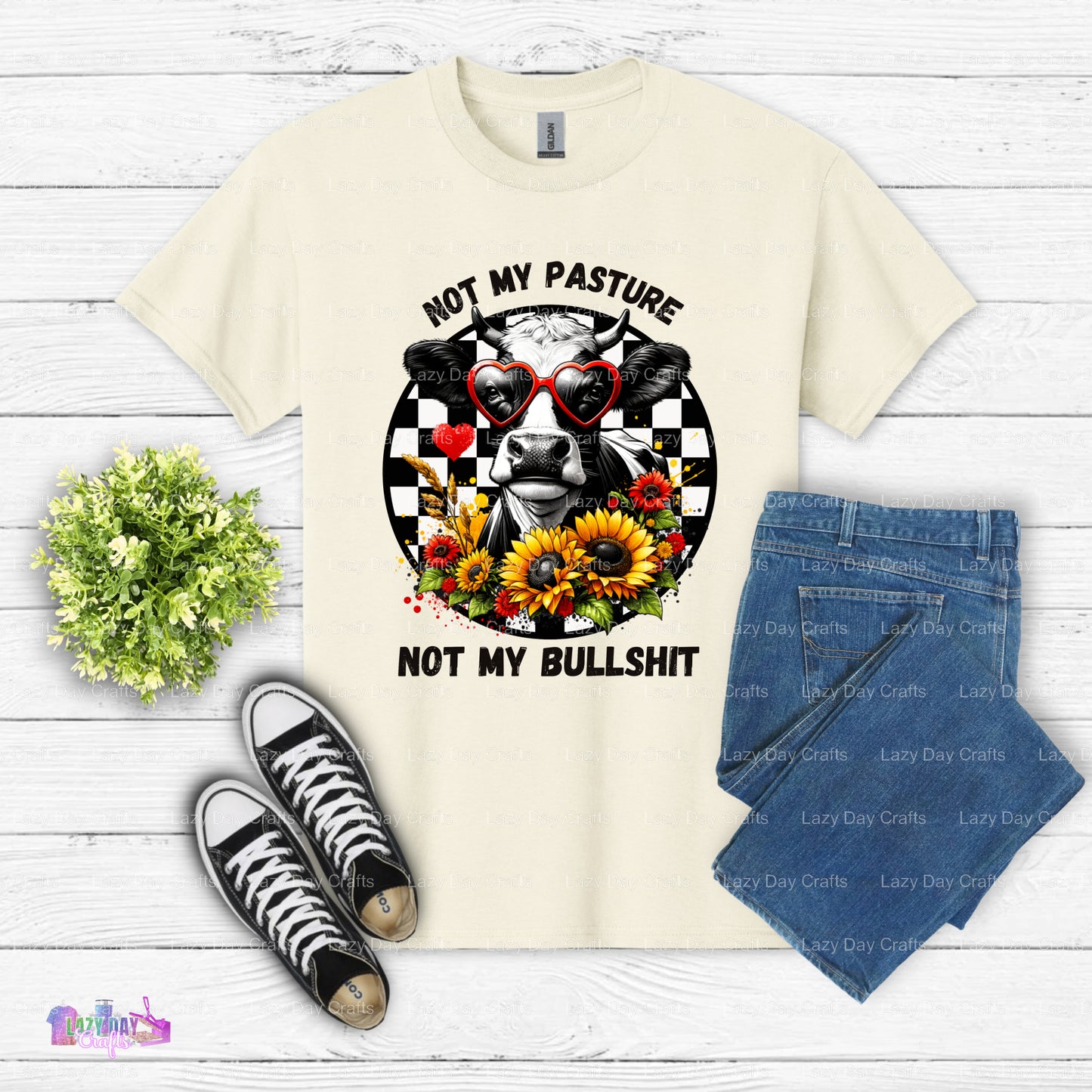 Not My pasture Not my bullshit – Sarcastic Cow DTF Transfer