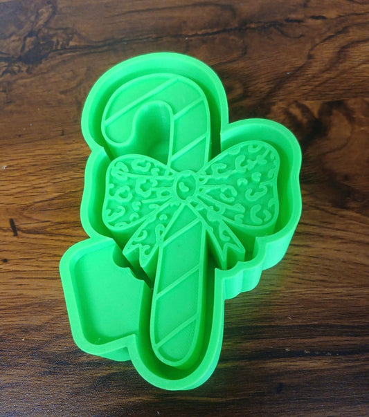 Christmas Candy Cane Cheetah Bow Mold