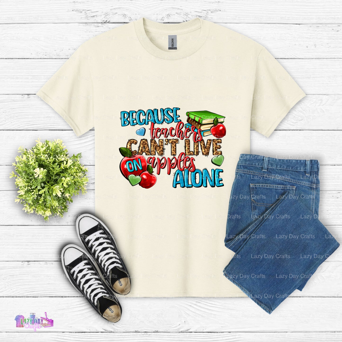 Because Teachers Can't Live On Apples Alone – Teacher DTF Transfer