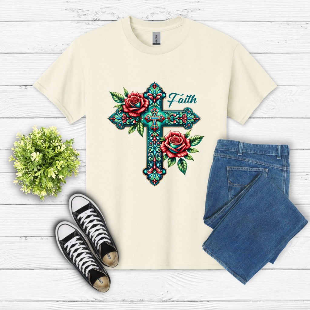 Faith Floral Cross – Christian DTF Transfer