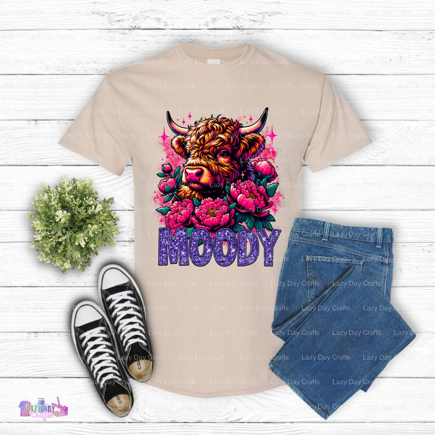 Highland Cow Floral – Cow DTF Transfer