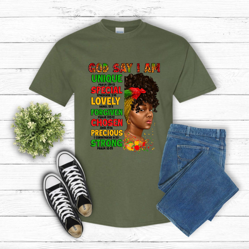God Says I Am Juneteenth Afro Girl – DTF Transfer