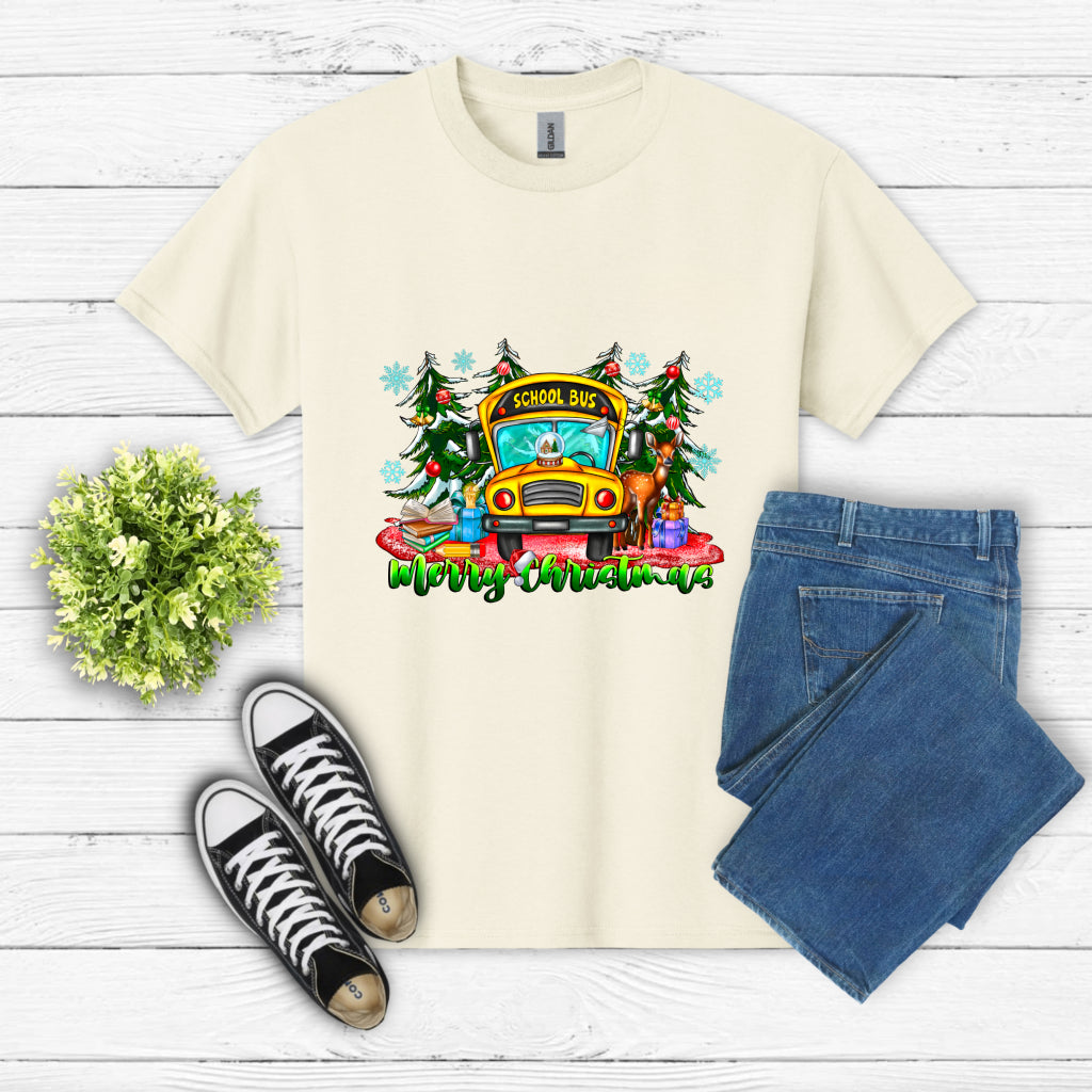 Merry Christmas School Bus – Christmas DTF Transfer