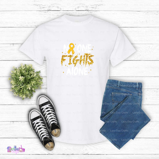 "NO ONE FIGHTS ALONE" Childhood Cancer Awareness – DTF Transfer
