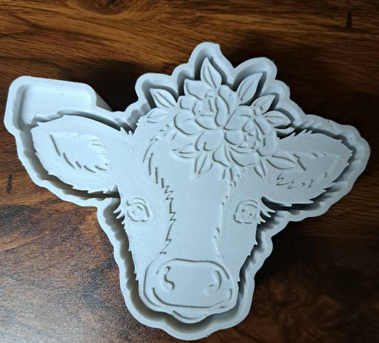 Cow Cute Head With Flowers Mold