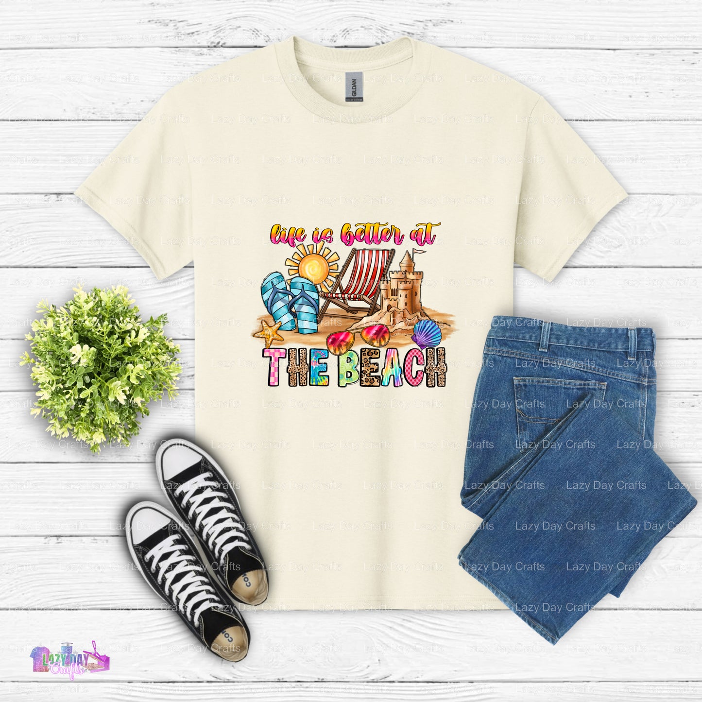 Life is Better at the Beach Tropical Scene – Beach Life DTF Transfer