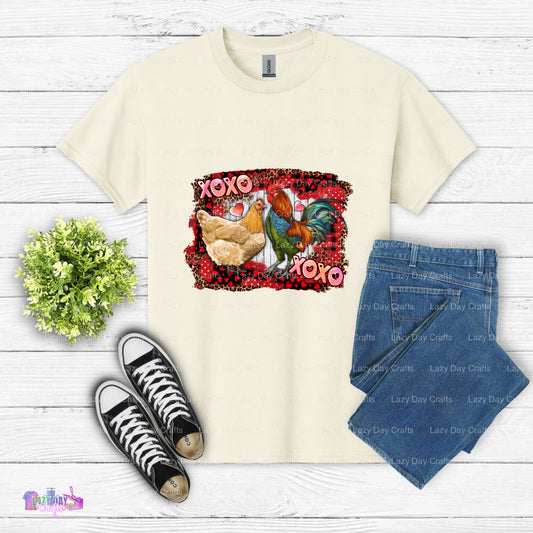 XOXO Rooster & Chicken – Chicken DTF Transfer
