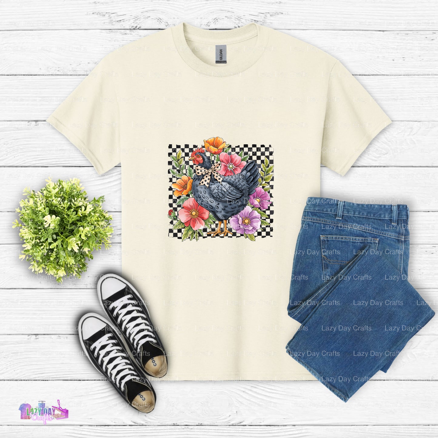 Floral Chicken DTF Transfer – Cute Farm Animal