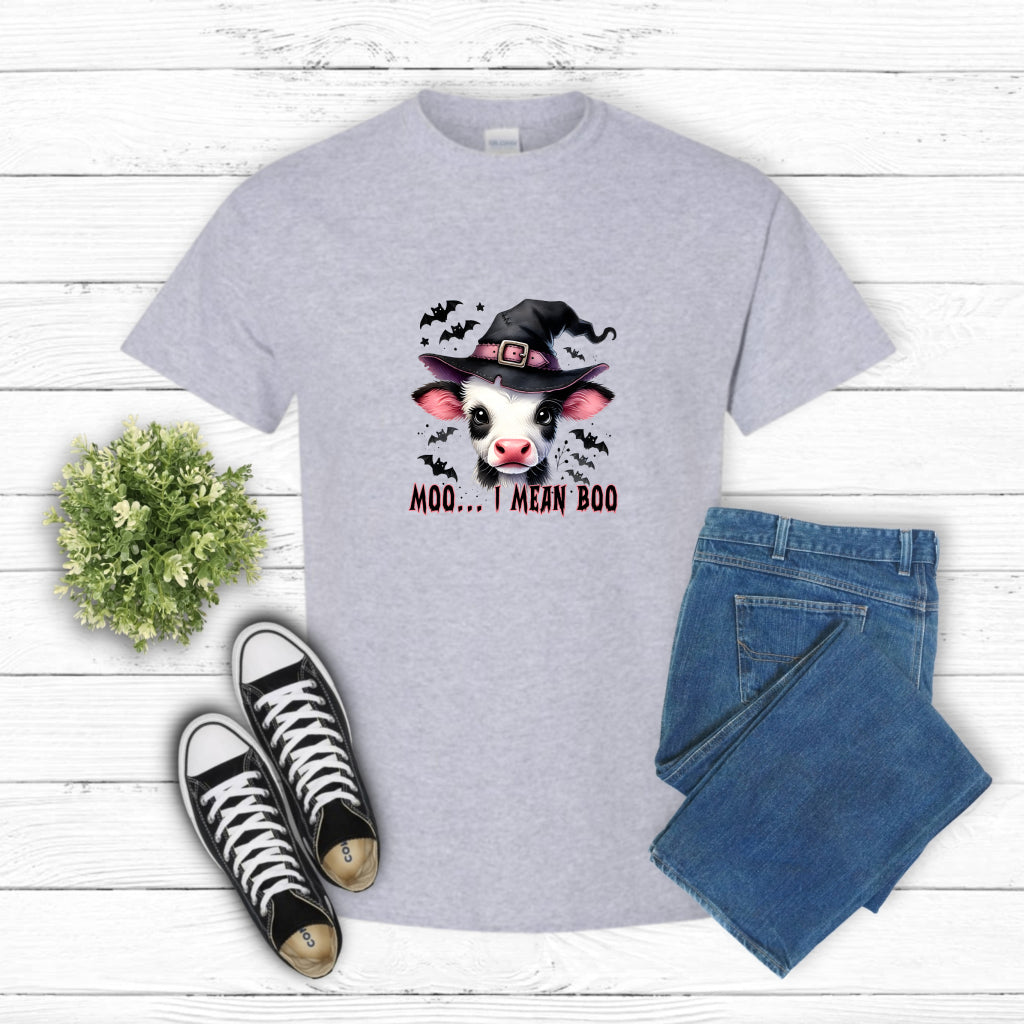 "Moo, I Mean Boo" Cow Skull – Halloween DTF Transfer