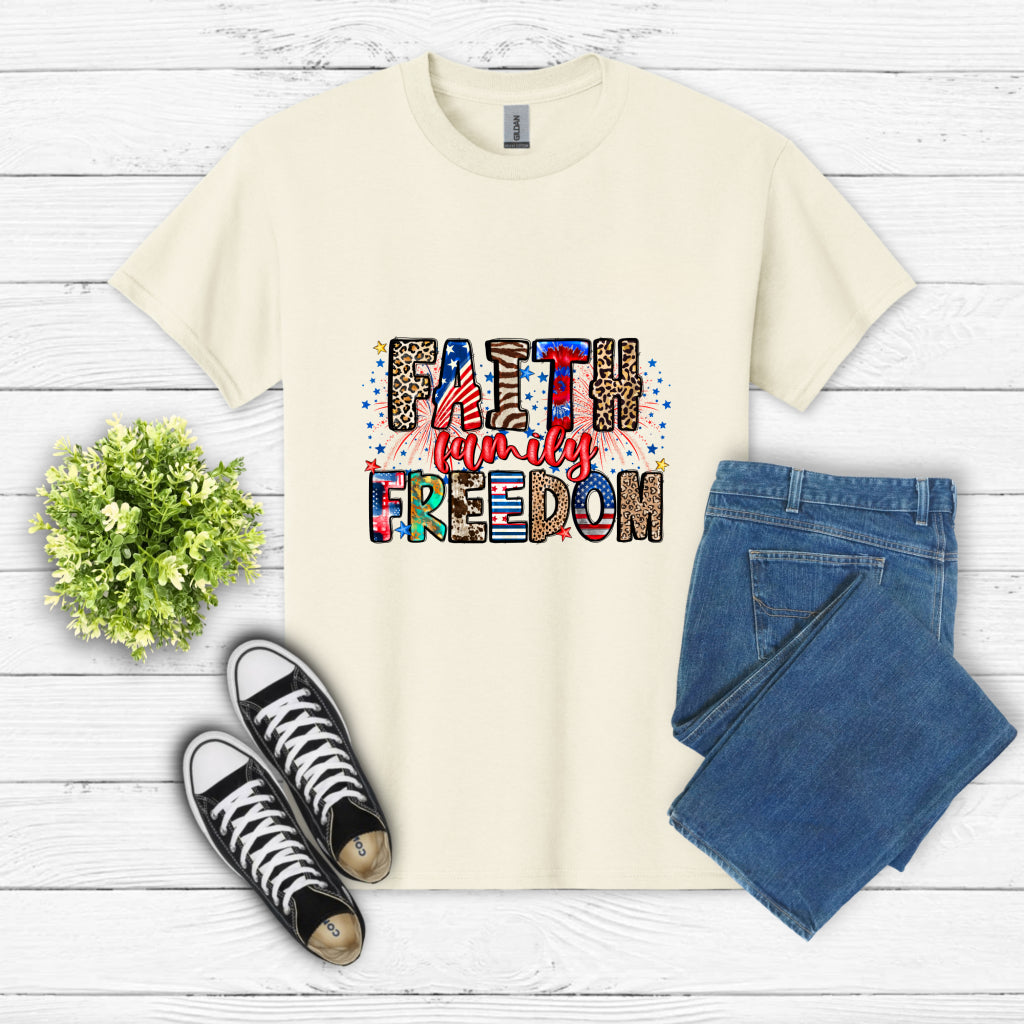 Faith Family Freedom American Flag – 4th of July DTF Transfer