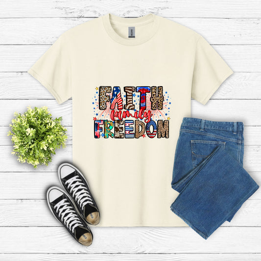Faith Family Freedom American Flag – 4th of July DTF Transfer
