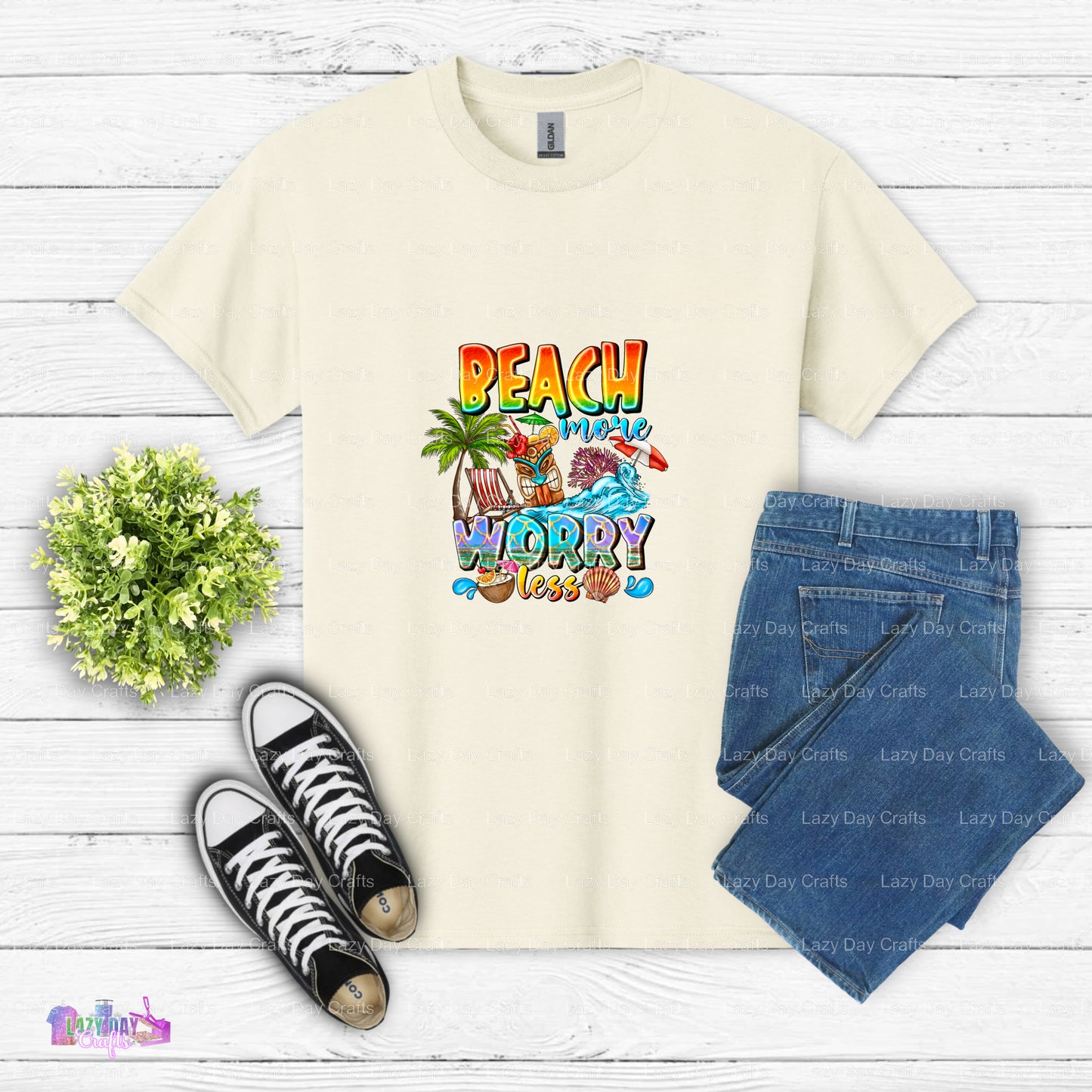 Beach More Worry Less – Beach Life DTF Transfer