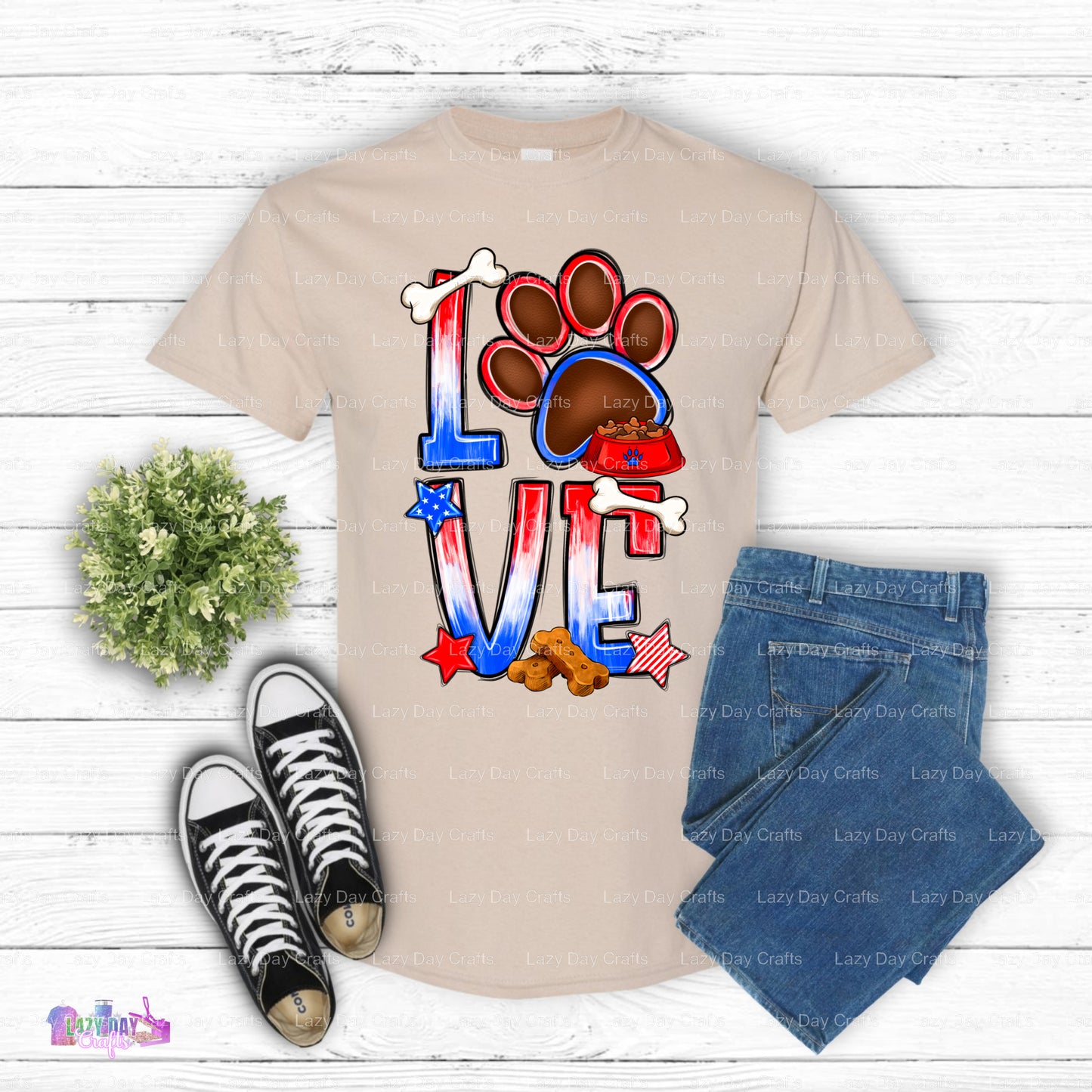 Patriotic Tie-Dye Dog Love – DTF Transfer