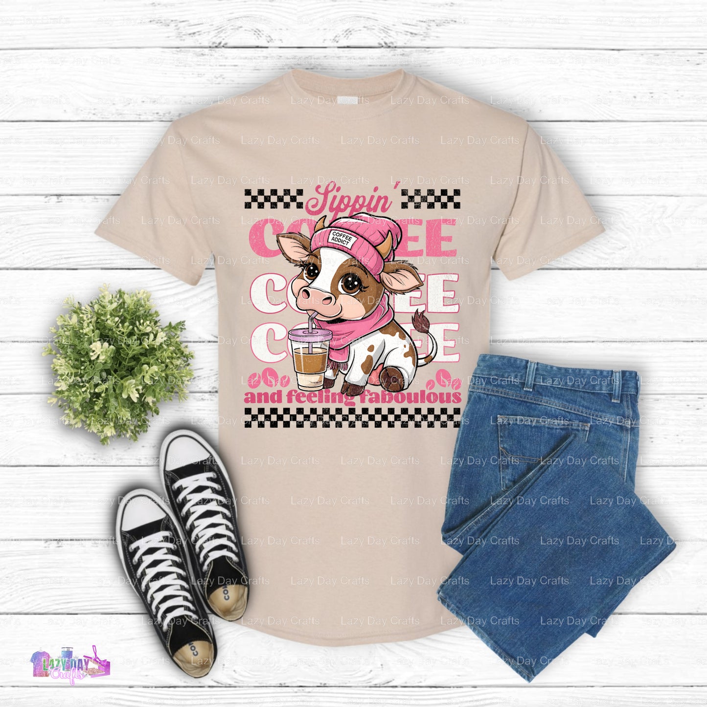 Cow Sippin' – Cow Collection DTF Transfer