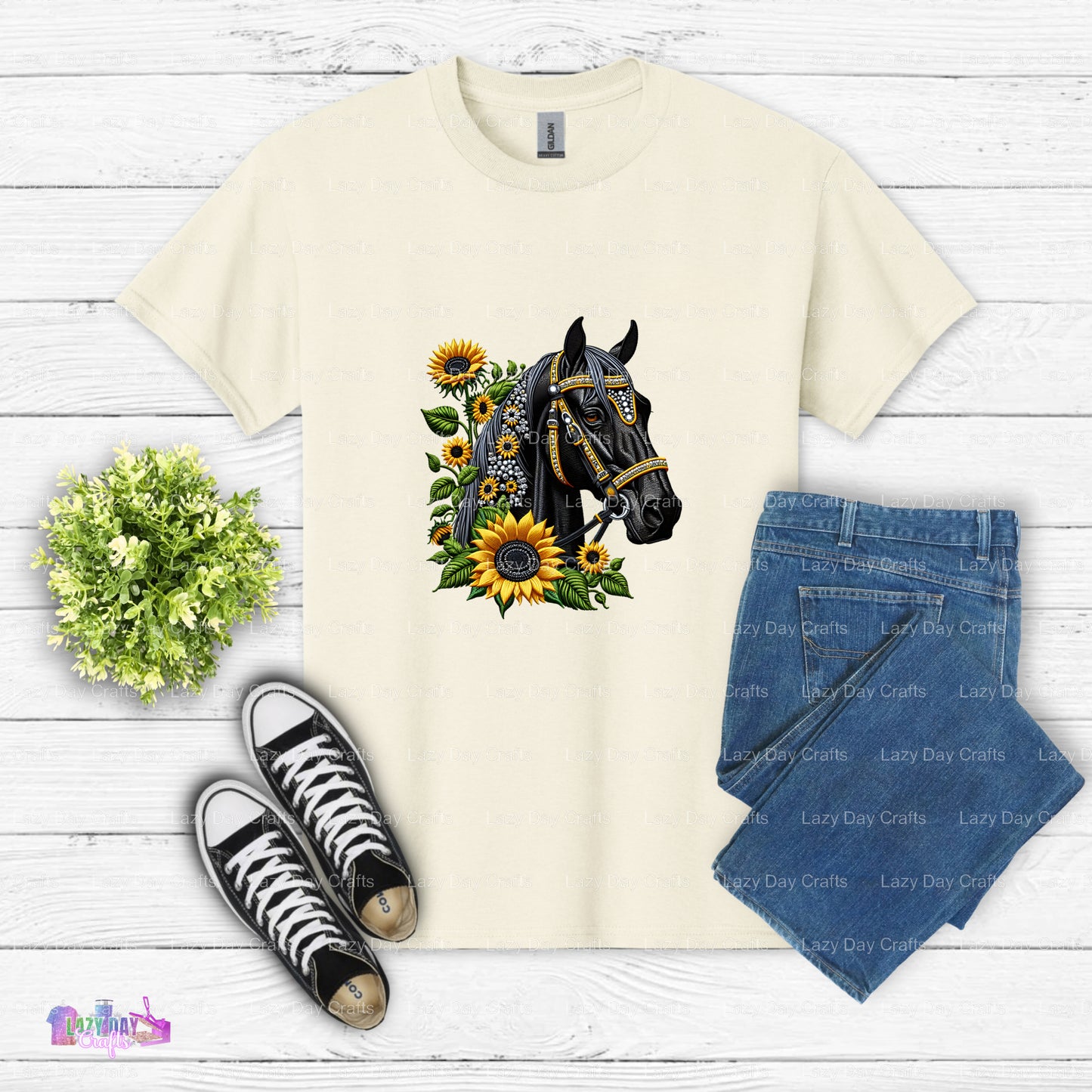 Horse with Sunflowers – Horses DTF Transfer