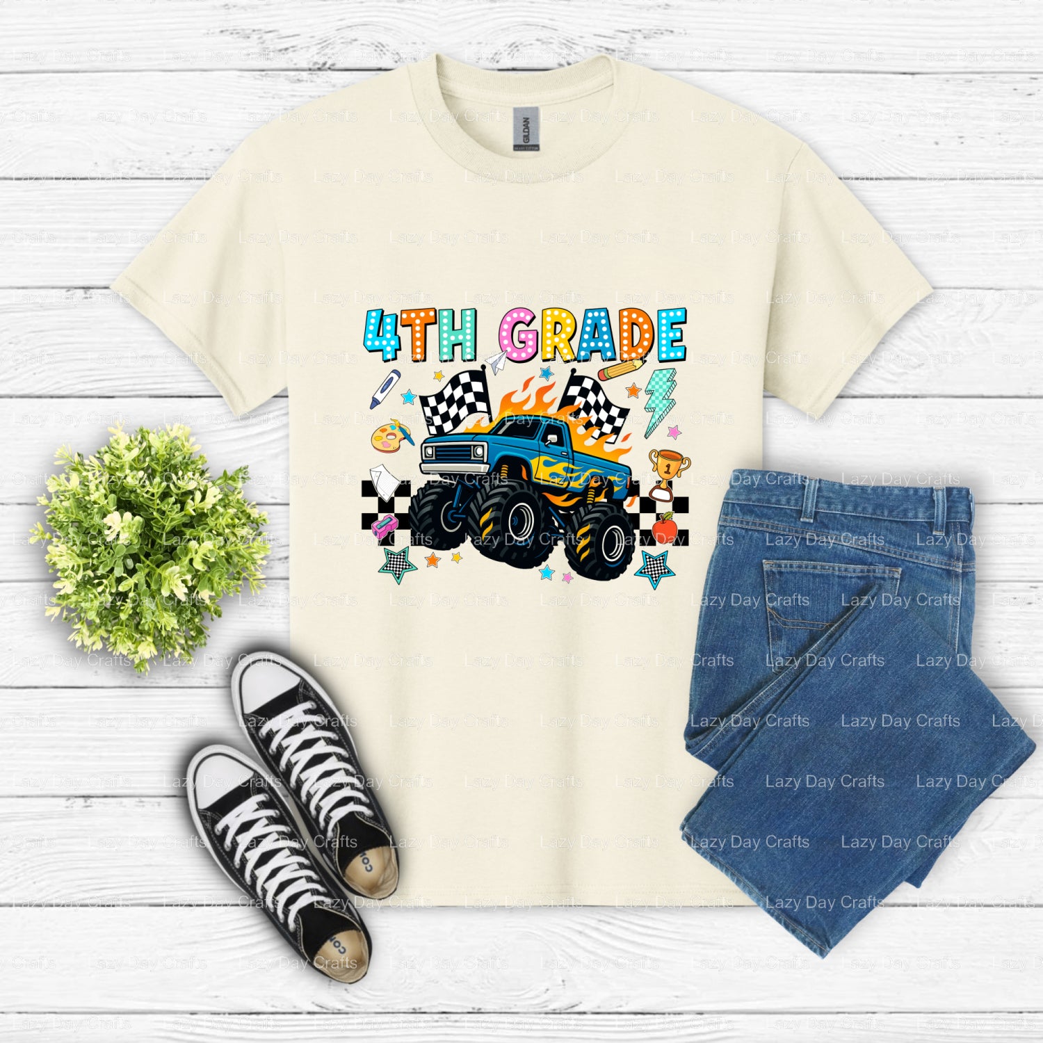 4TH grade FIRST DAY – DTF Transfer (view 1 of 2) – by Lazy Day Crafts – DTF Transfers – DTF Transfers, Premade DTF