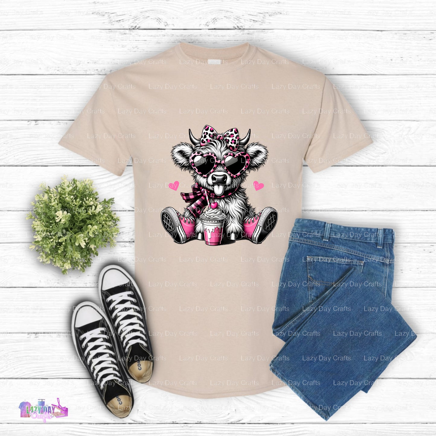 Pink Sitting Cow – Cow DTF Transfer