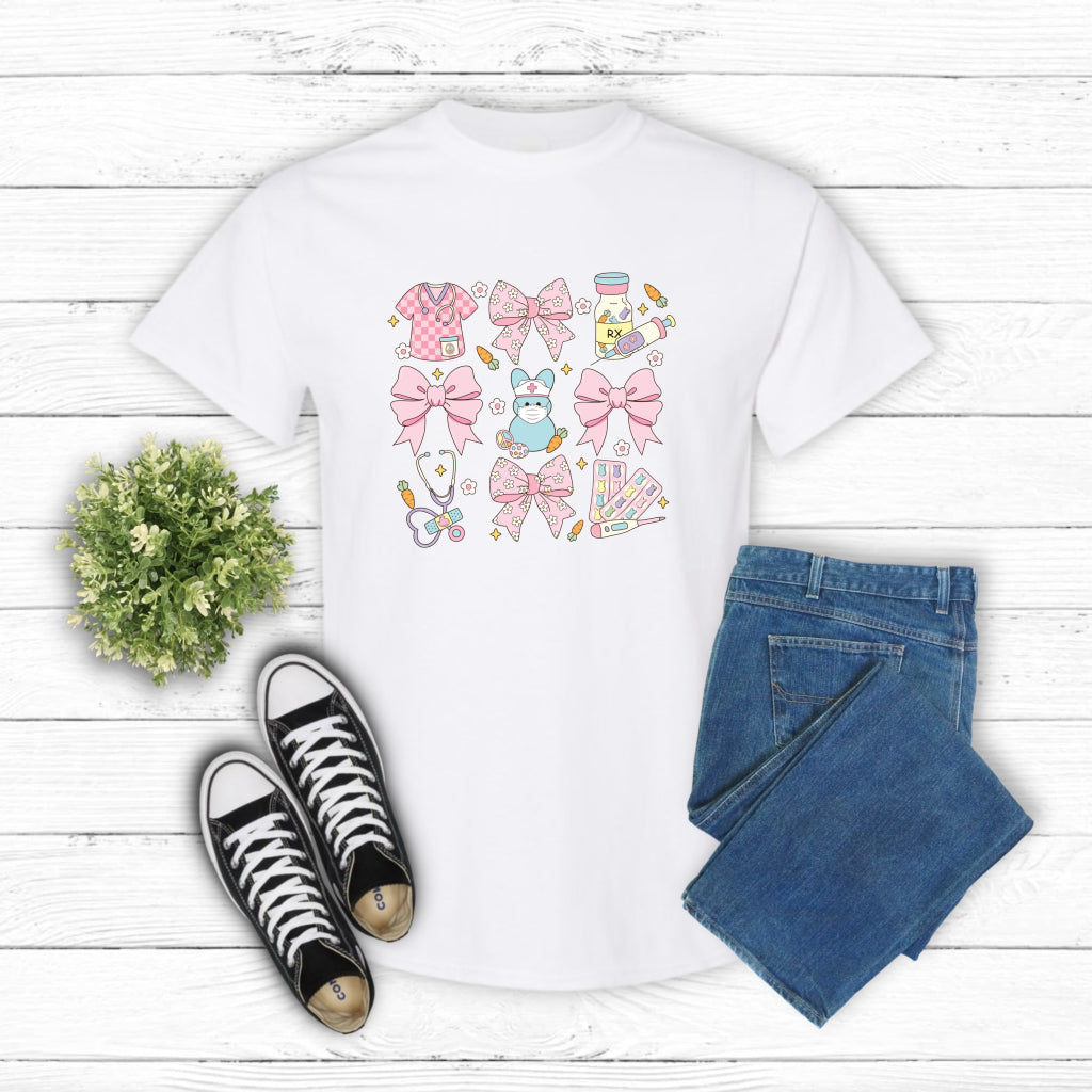 Nurse Bunny With Bows – Easter DTF Transfer