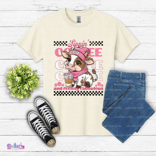 Cow Sippin' – Cow Collection DTF Transfer