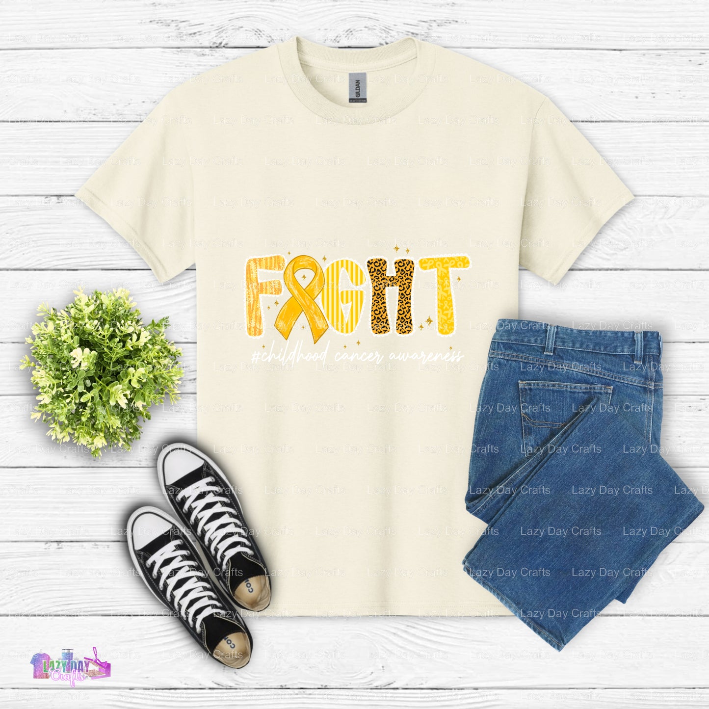 FIGHT CHILDHOOD CANCER – Gold Ribbon Awareness DTF Transfer