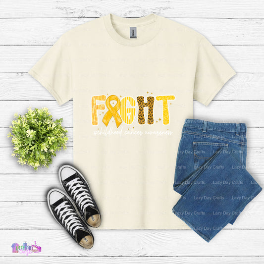 FIGHT CHILDHOOD CANCER – Gold Ribbon Awareness DTF Transfer