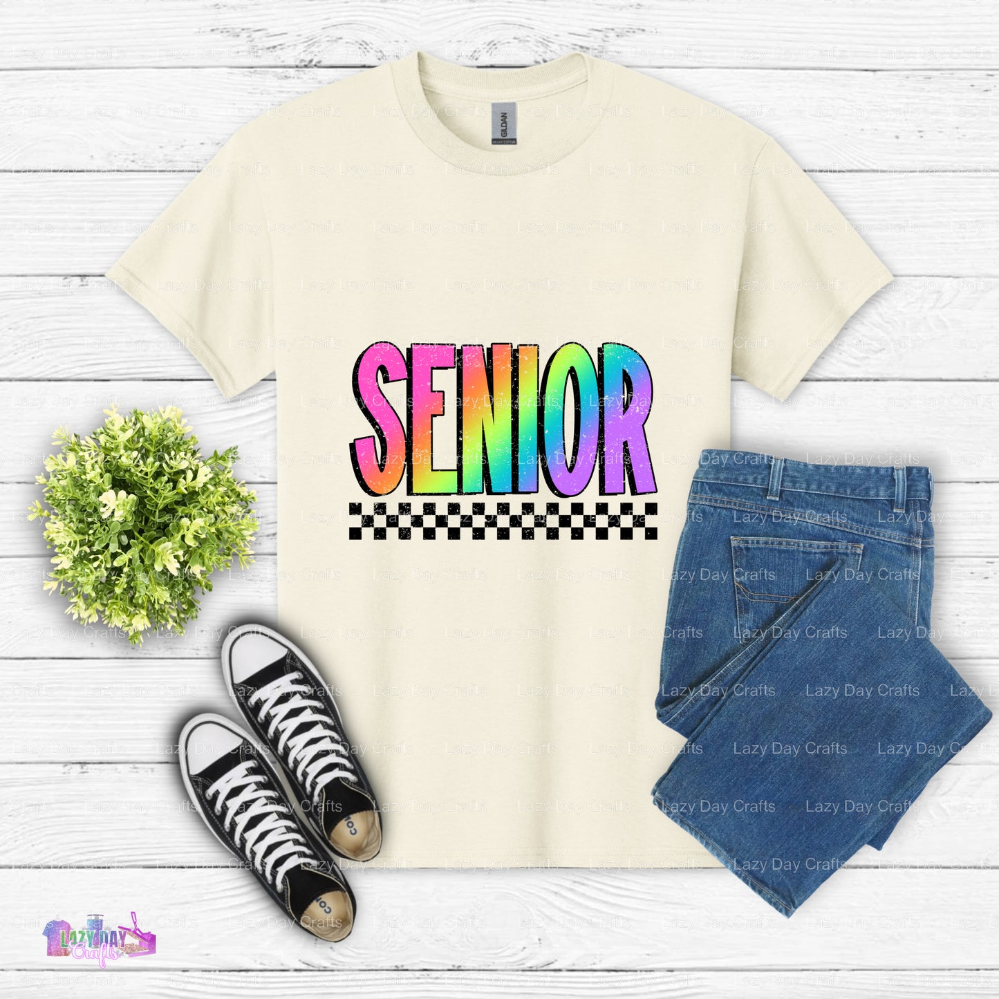 Senior Rainbow Text – Graduation DTF Transfer