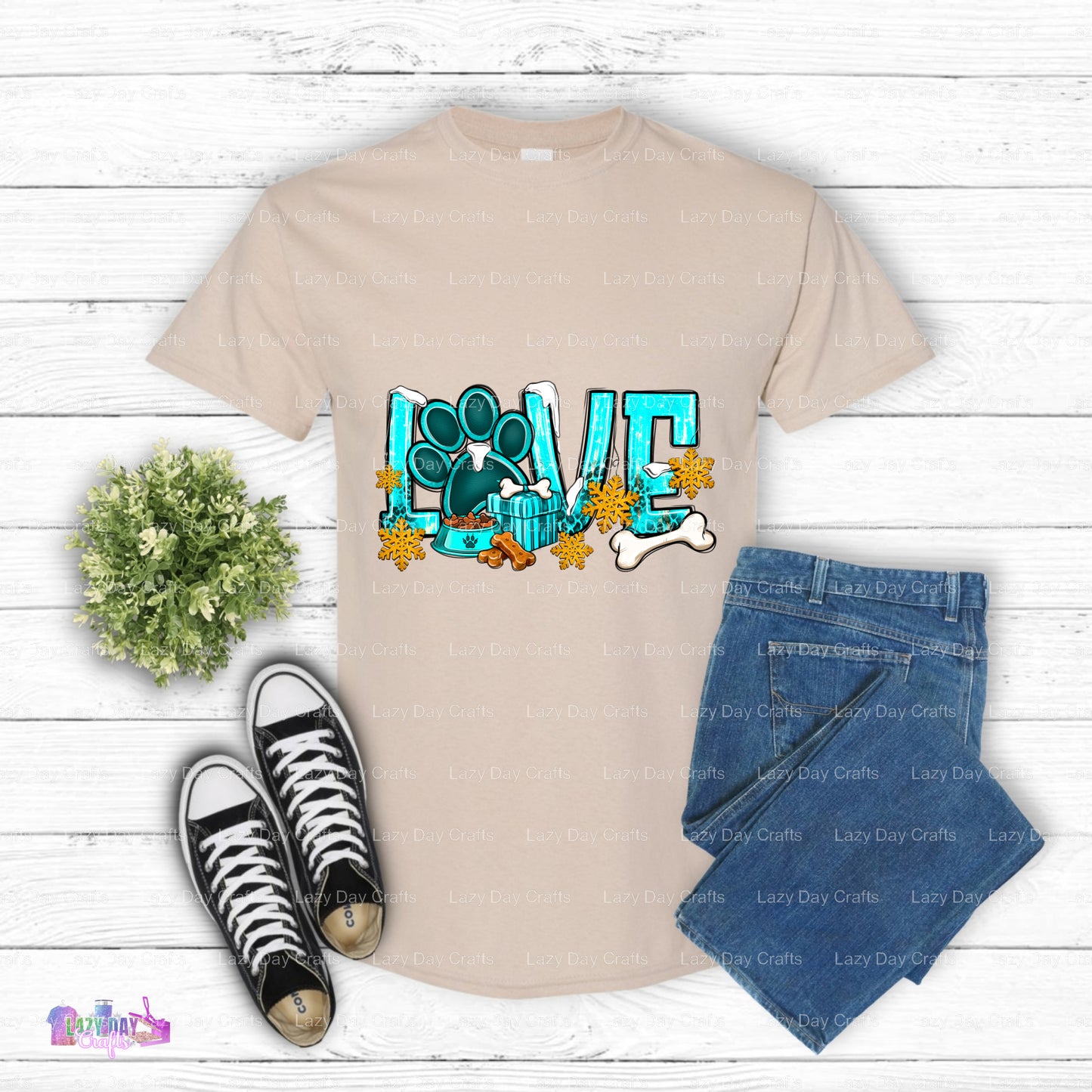Turquoise Love Dog – Dogs DTF Transfer