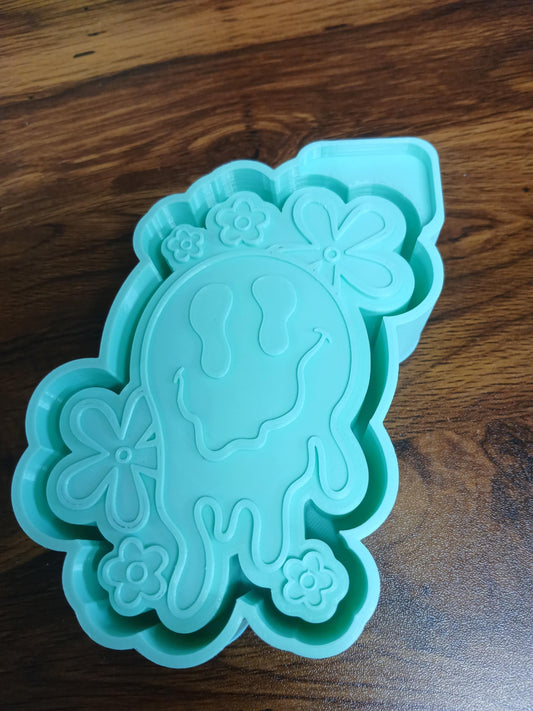Melting Smilie with Flowers Mold