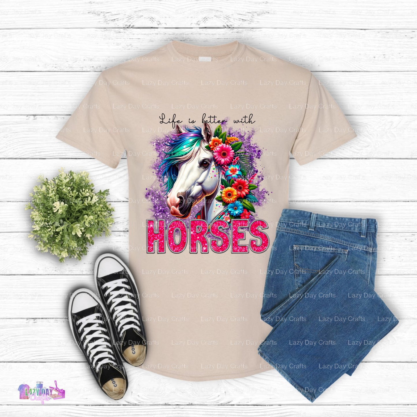 Whimsical White Horse – Horses DTF Transfer