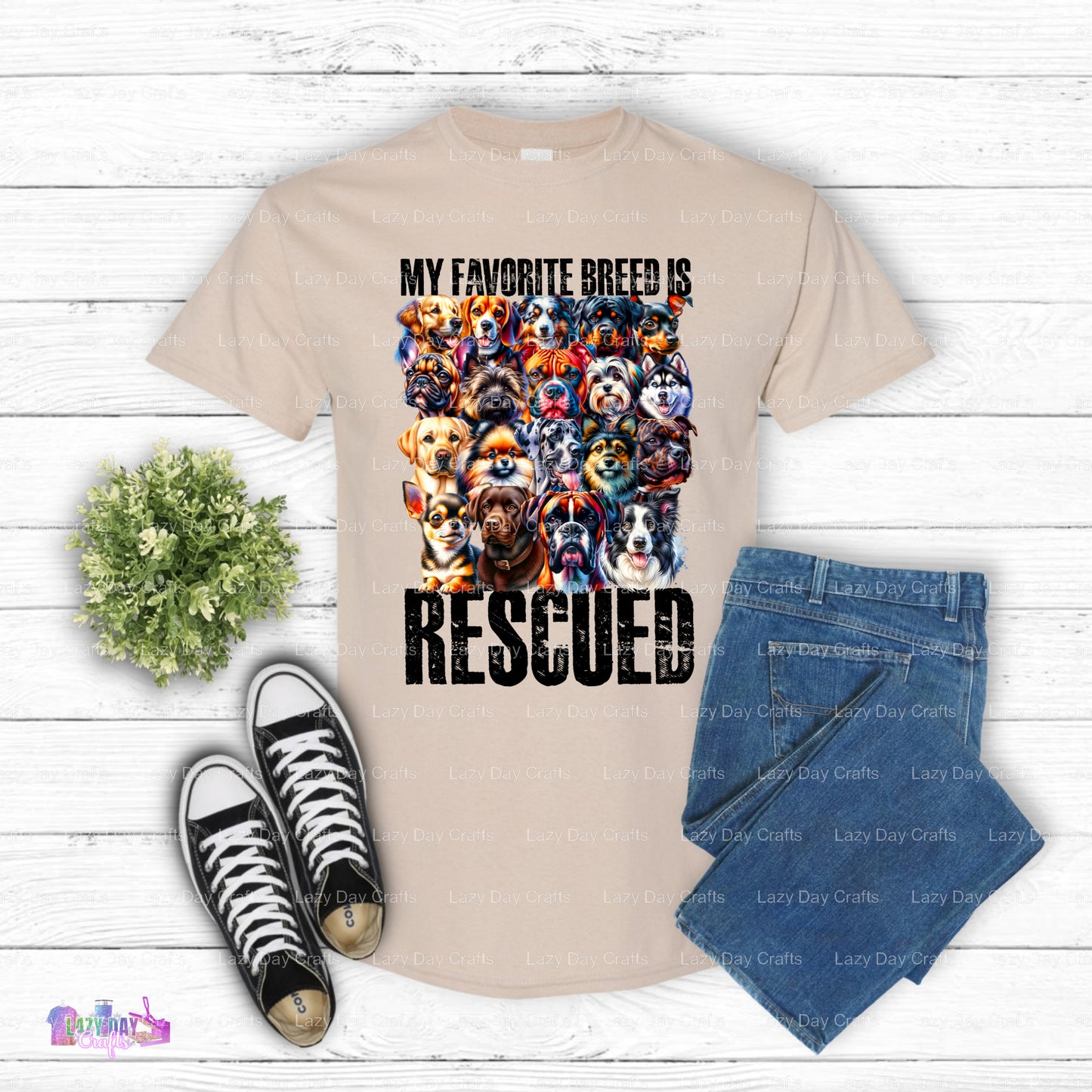 Rescued – Lazy Day Dogs DTF Transfer