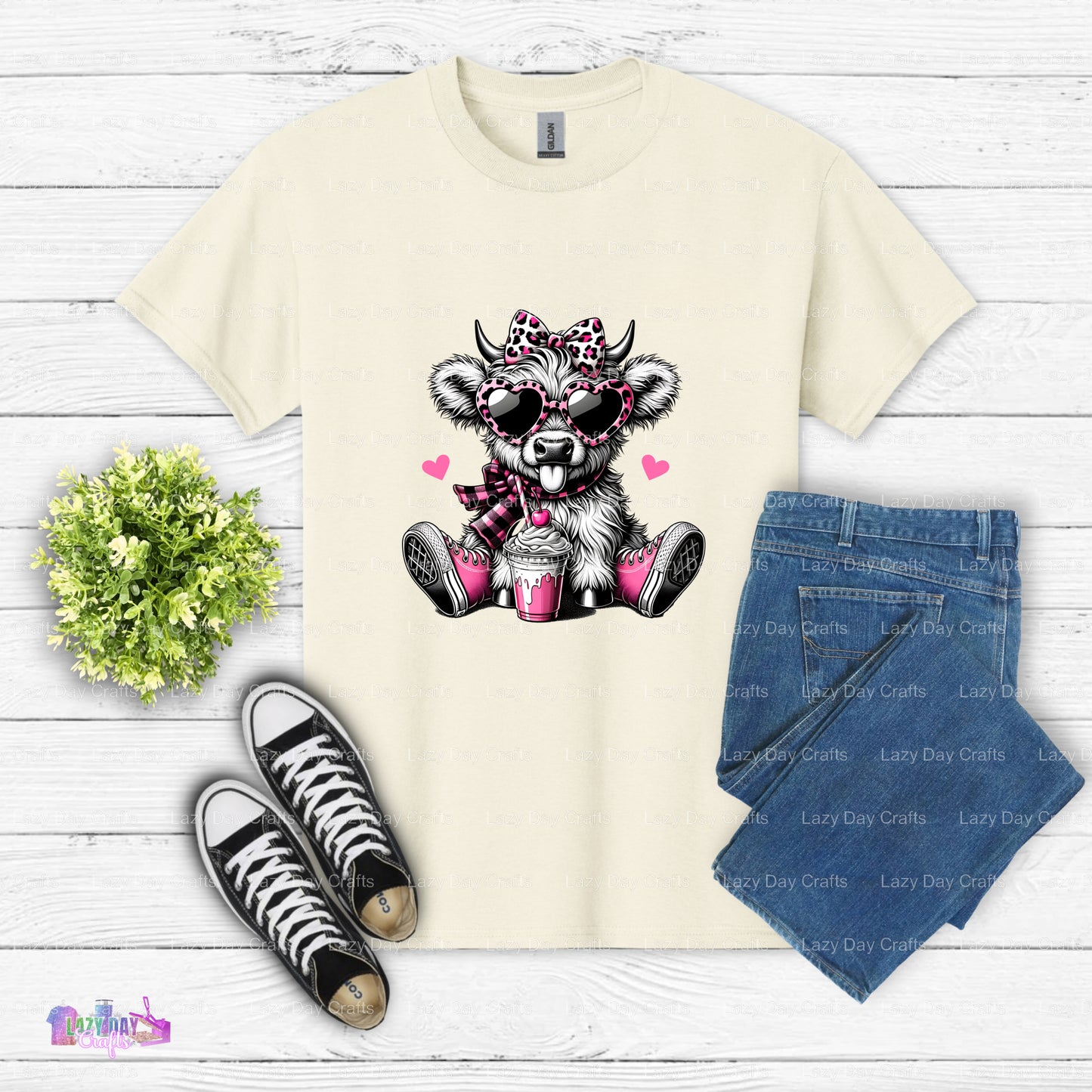 Pink Sitting Cow – Cow DTF Transfer