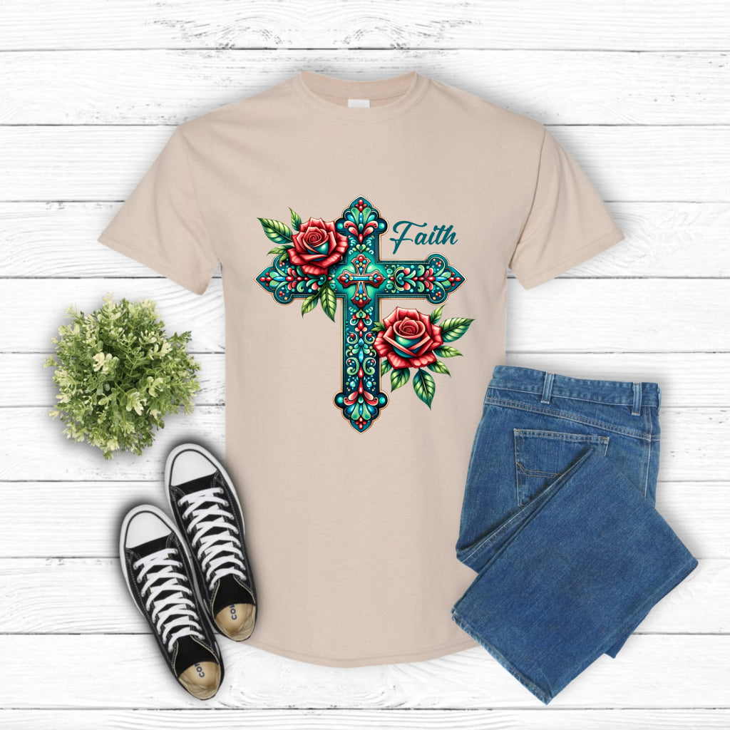 Faith Floral Cross – Christian DTF Transfer