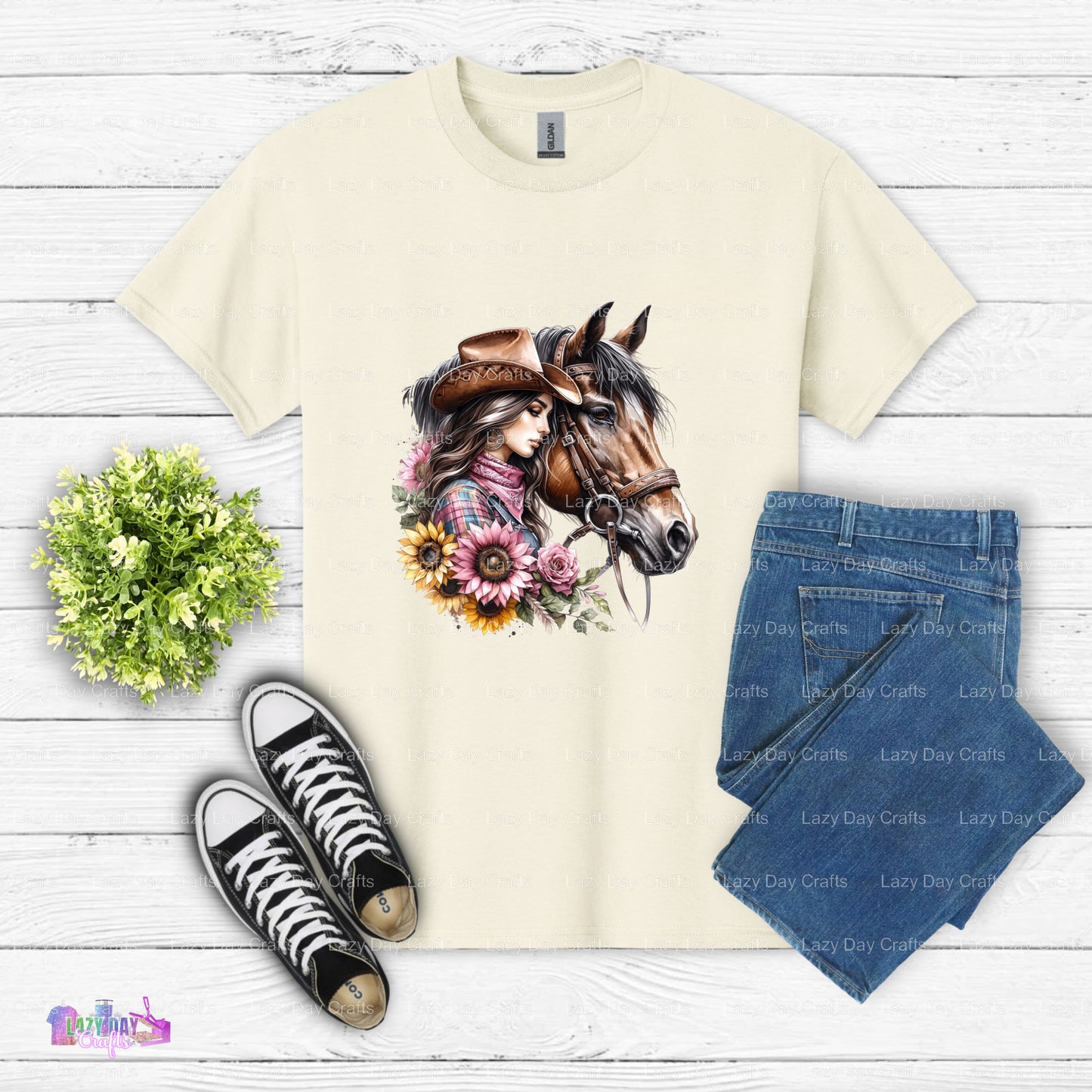 Cowgirl and Horse Silhouette – Horses DTF Transfer
