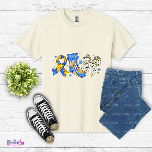 Bow Socks with Ribbon – Downs Syndrome Awareness DTF Transfer
