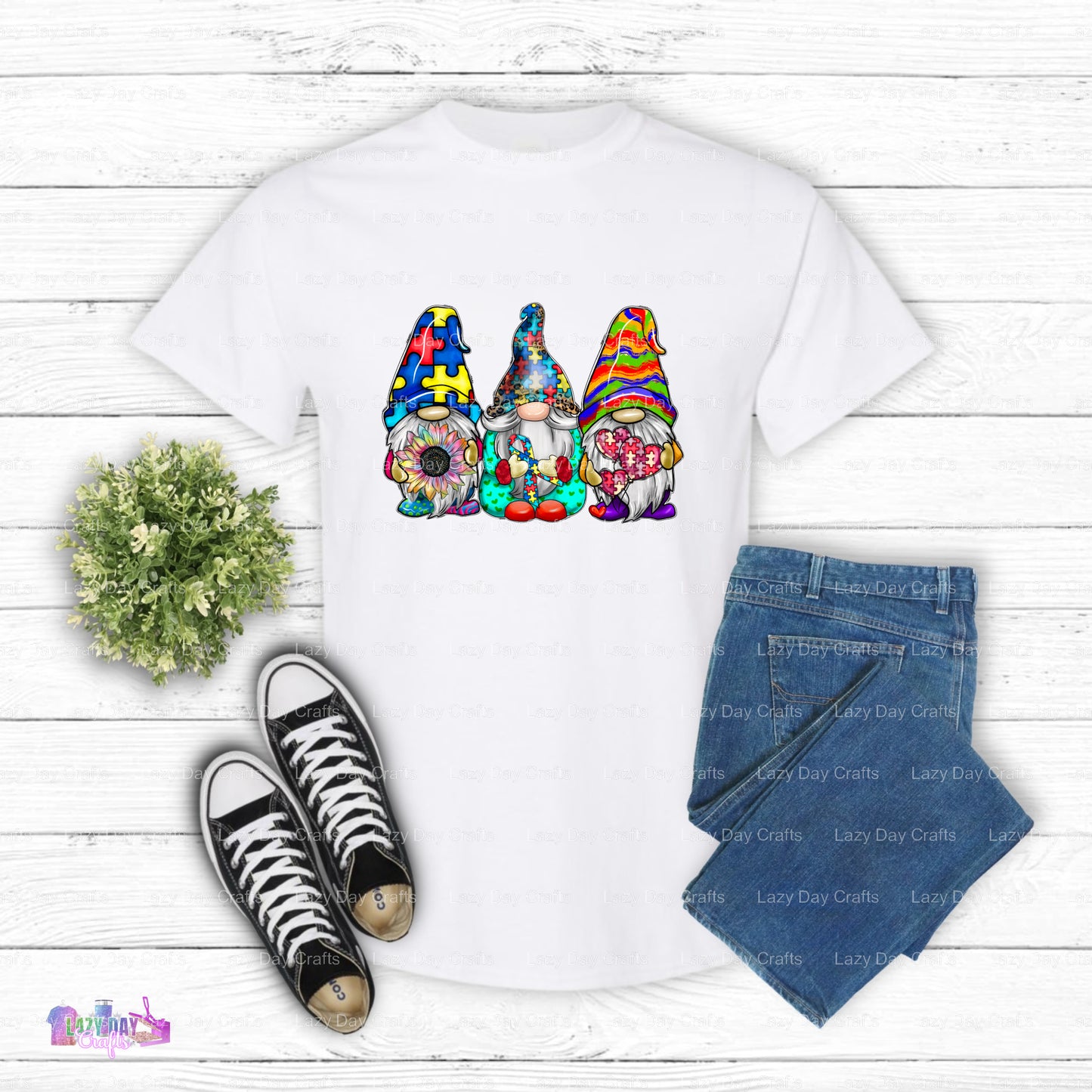 Autism Awareness Gnome Puzzle Piece – DTF Transfer