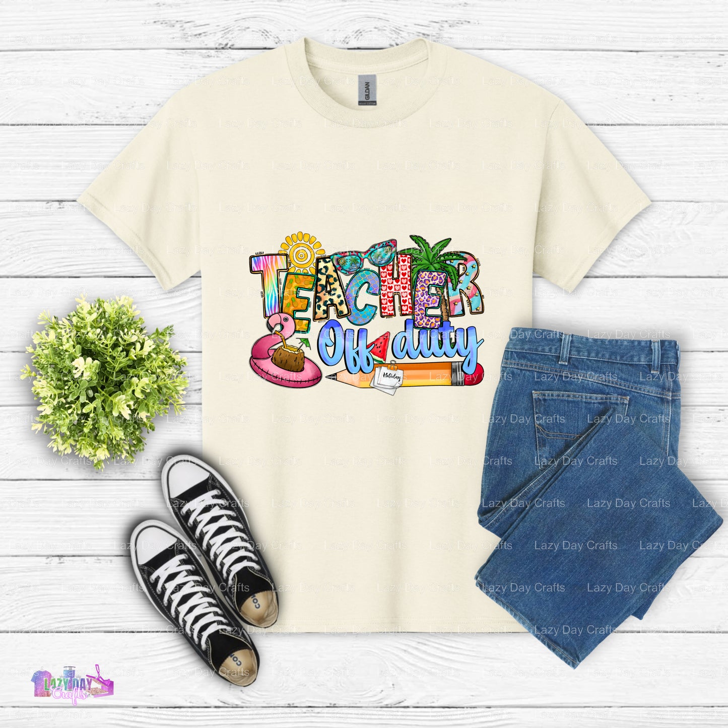 Teacher Off Duty with Sunglasses – Teacher DTF Transfer