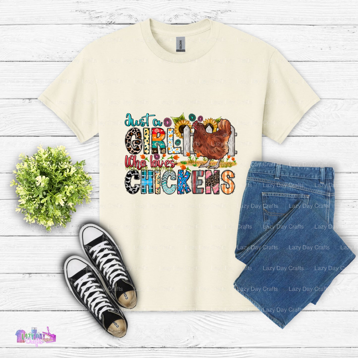 Just a Girl Who Loves Chickens – Farm Animal DTF Transfer
