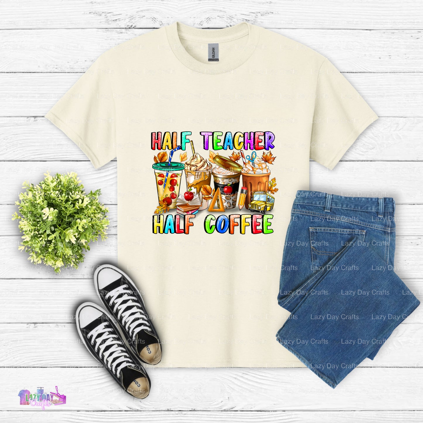 Half Teacher Half Coffee – Teacher DTF Transfer