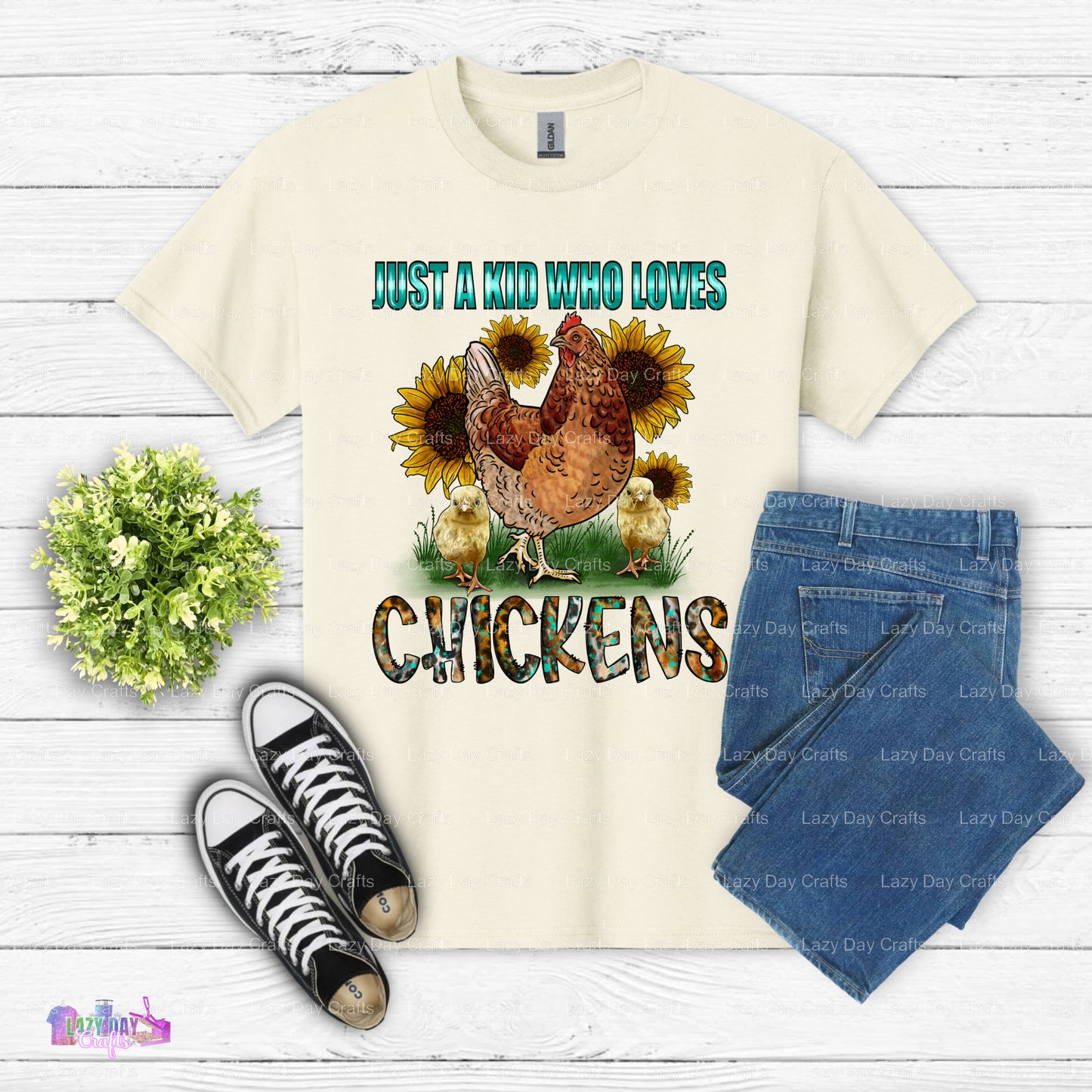 Just a Kid Who Loves Chickens – Chicken DTF Transfer