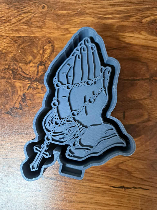 Catholic Praying Hands with Rosary Mold