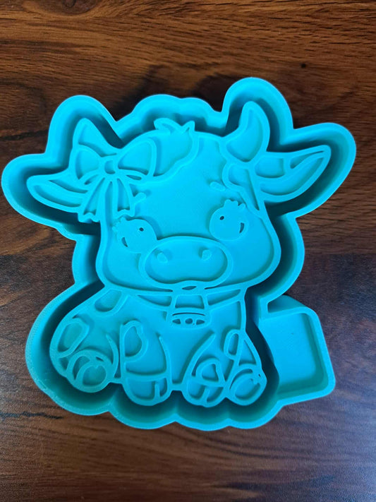 Cow Sitting Spotted with Bell Mold