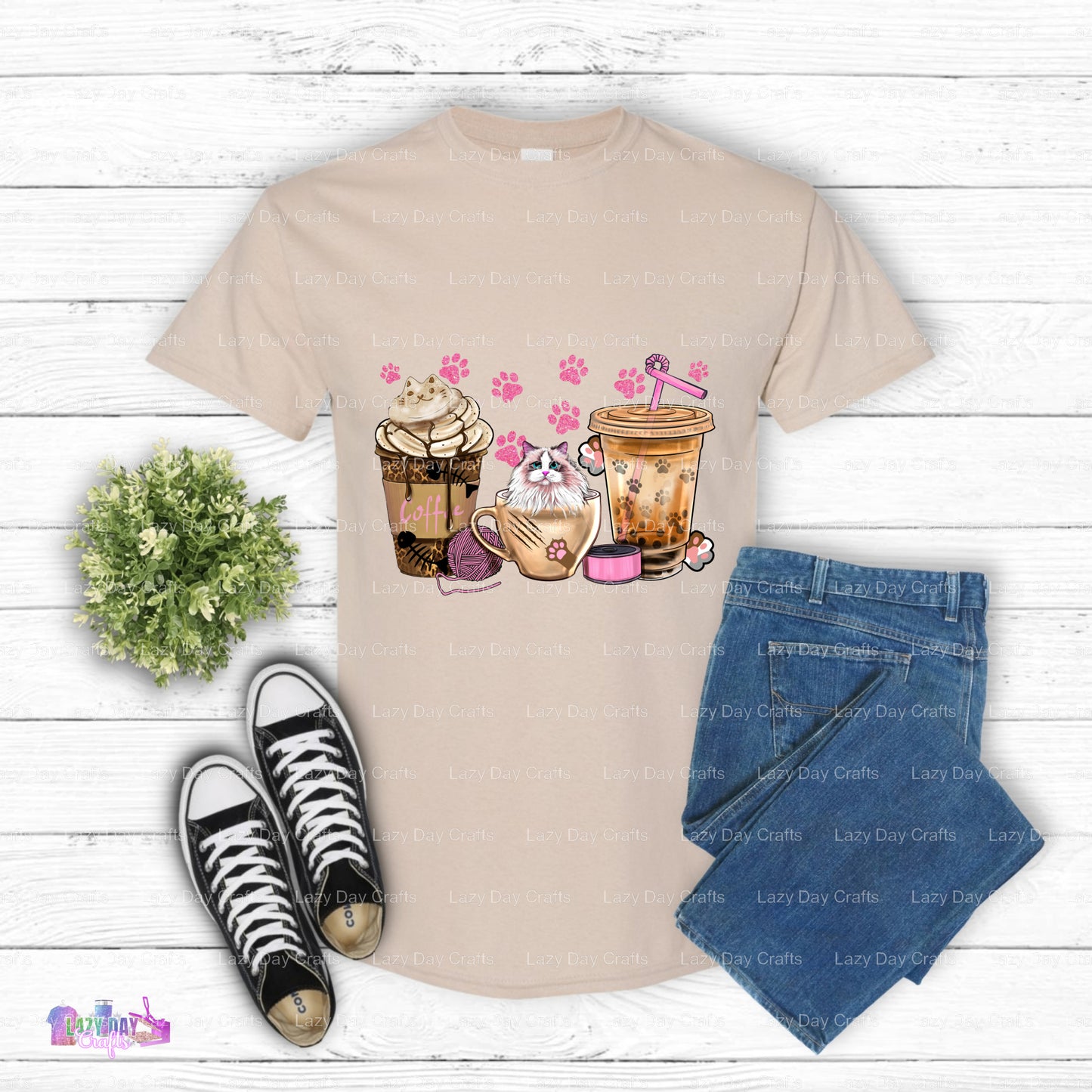 Coffee and Cats – Cat Lovers DTF Transfer