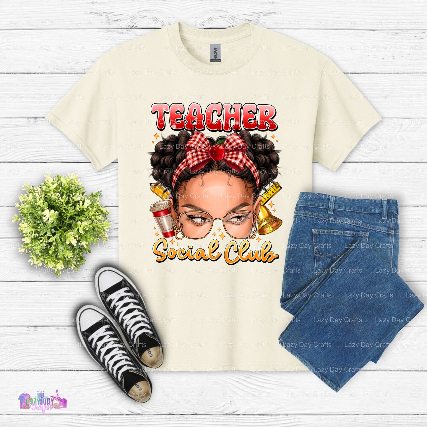 Teacher Social Club Messy Bun – Teacher DTF Transfer