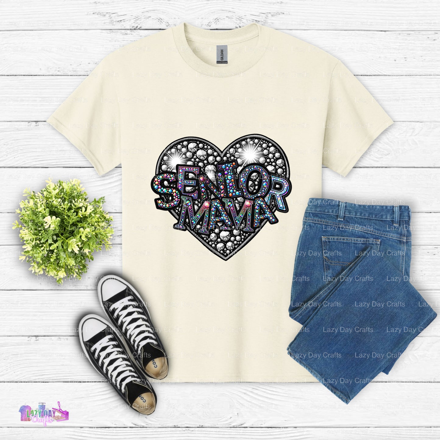 SENIOR MAMA Heart Bling – Senior Graduation DTF Transfer