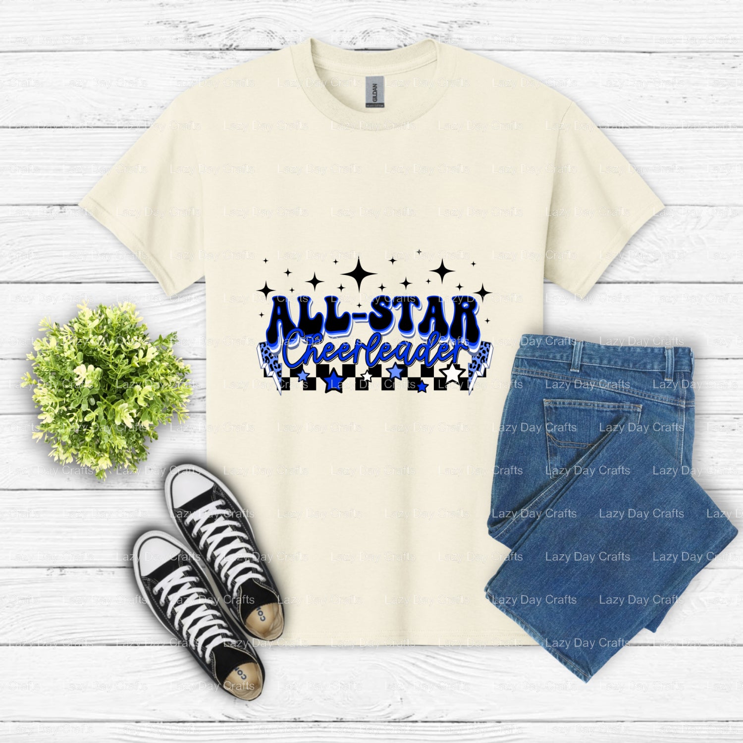 All-Star Cheer – Cheer DTF Transfer (view 1 of 2) – by Lazy Day Crafts – DTF Transfers – DTF Transfers, Premade DTF