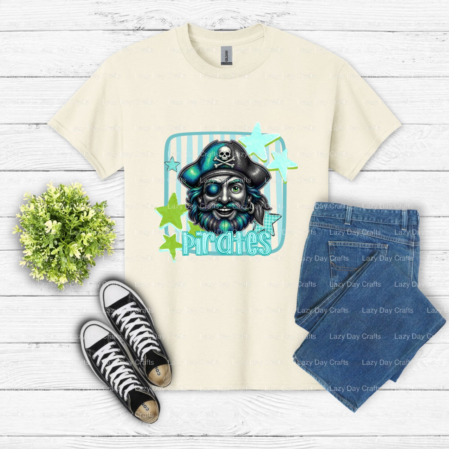 ARGG! Cartoon Pirate with Sword – Ready to Press DTF Transfer (view 1 of 2) – by Lazy Day Crafts – DTF Transfers – Pirates...