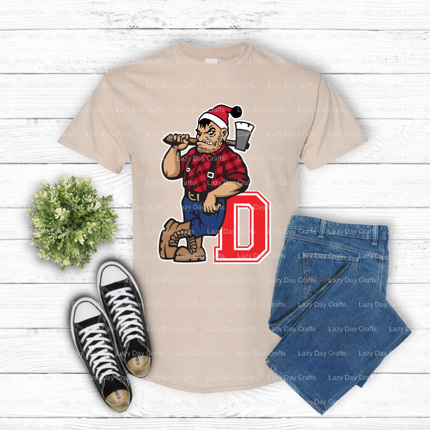 Axe Wielding Lumberjack Mascot – School Spirit DTF Transfer (view 2 of 2) – by Lazy Day Crafts – DTF Transfers – School Ma...