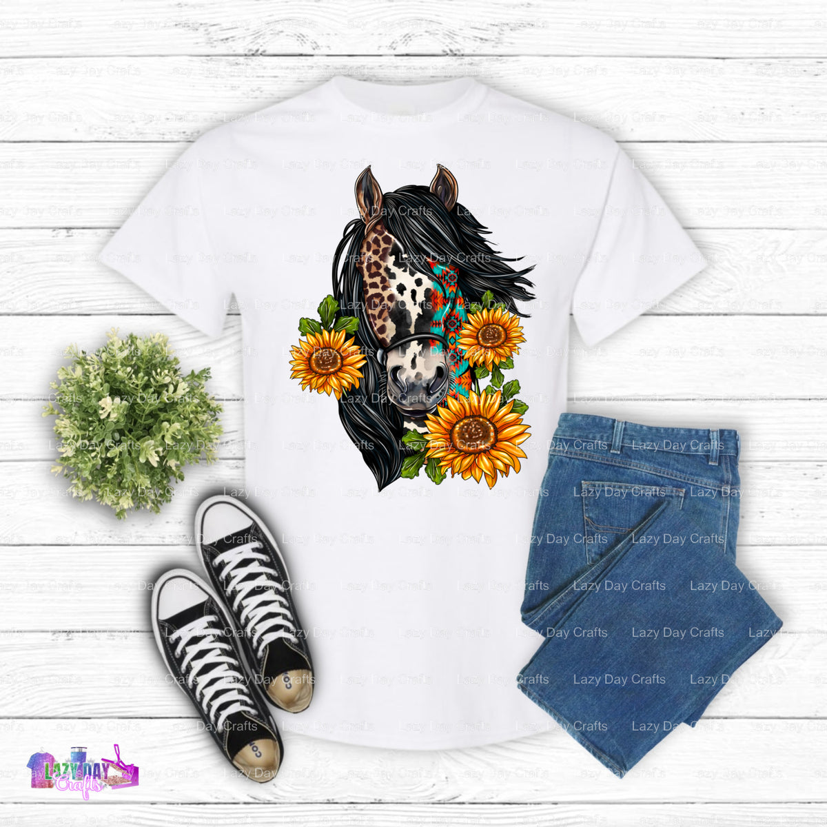 Aztec Horse – Ready to Press DTF Transfer (view 1 of 2) – by Lazy Day Crafts – DTF Transfers – DTF Transfers, Premade DTF